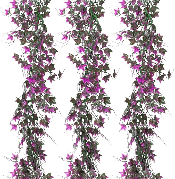 Fake Ivy Garlands for Decoration Christmas Wall Leaves Decor Vines for Bedroom Artificial Leaves for Home Room Wall Outdoor Garden Party Proch Wedding Backyard Arch Thanksgiving Decor(Fuchsia)