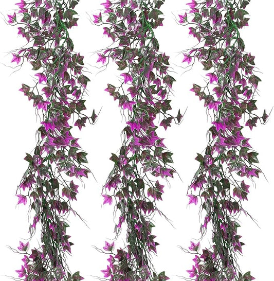 Fake Ivy Garlands for Decoration Christmas Wall Leaves Decor Vines for Bedroom Artificial Leaves for Home Room Wall Outdoor Garden Party Proch Wedding Backyard Arch Thanksgiving Decor(Fuchsia)