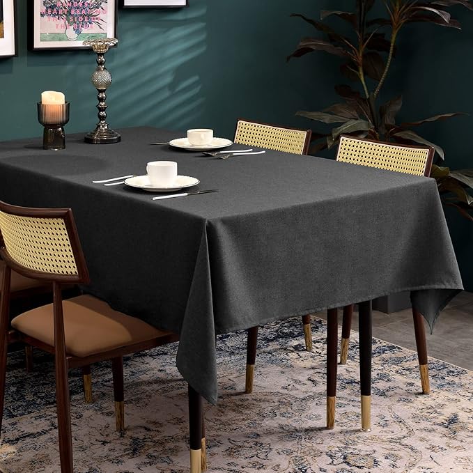 BALCONY & FALCON Rectangle Table Cloth – Waterproof, Wrinkle-Resistant & Dust-Proof Farmhouse Tablecloth for Dining, Kitchen, Party Decorations, Outdoor Patio, Baby Shower (Dark Gray, 55" x 71")
