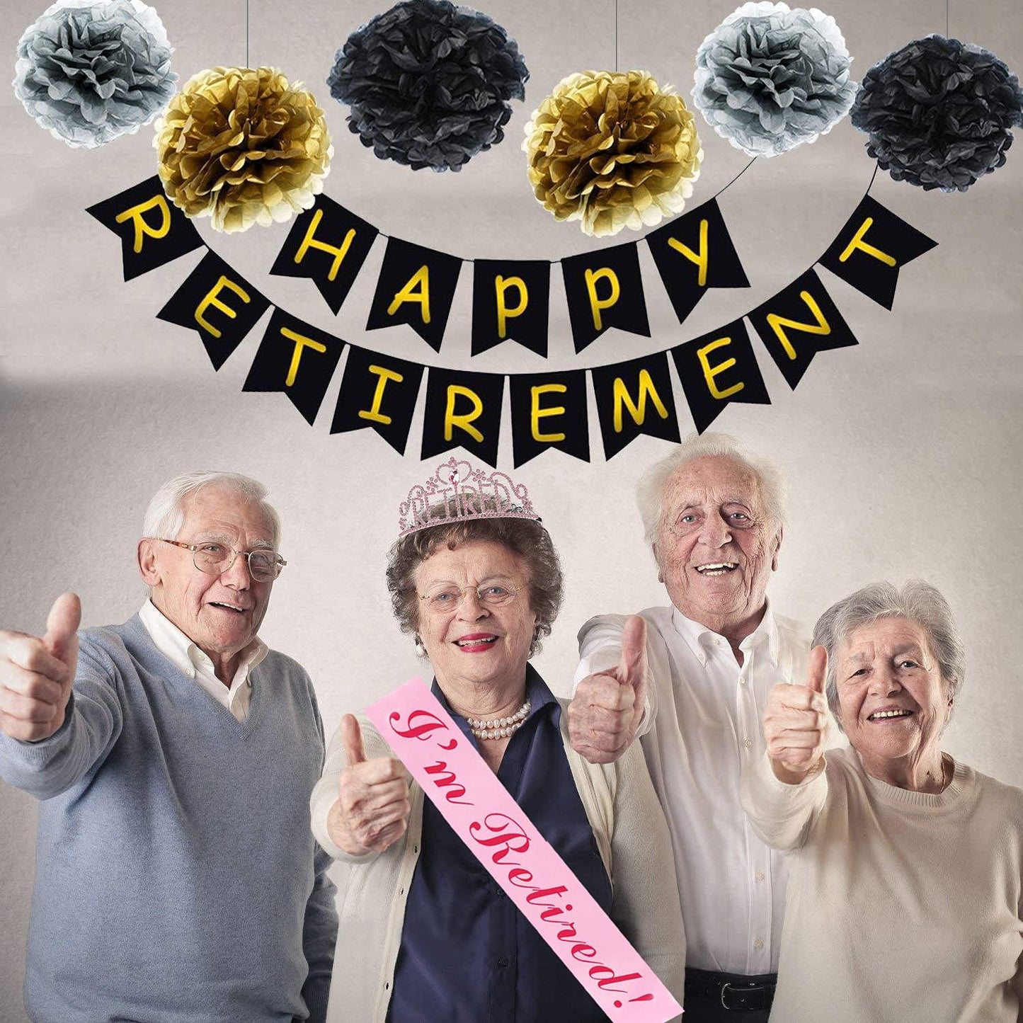 JETKONG Retirement Party Decorations Retired Tiara/Crown, Retired Sash for Women Retirement Gifts, Retirement Party Supplies, Gifts, Favors (Pink)