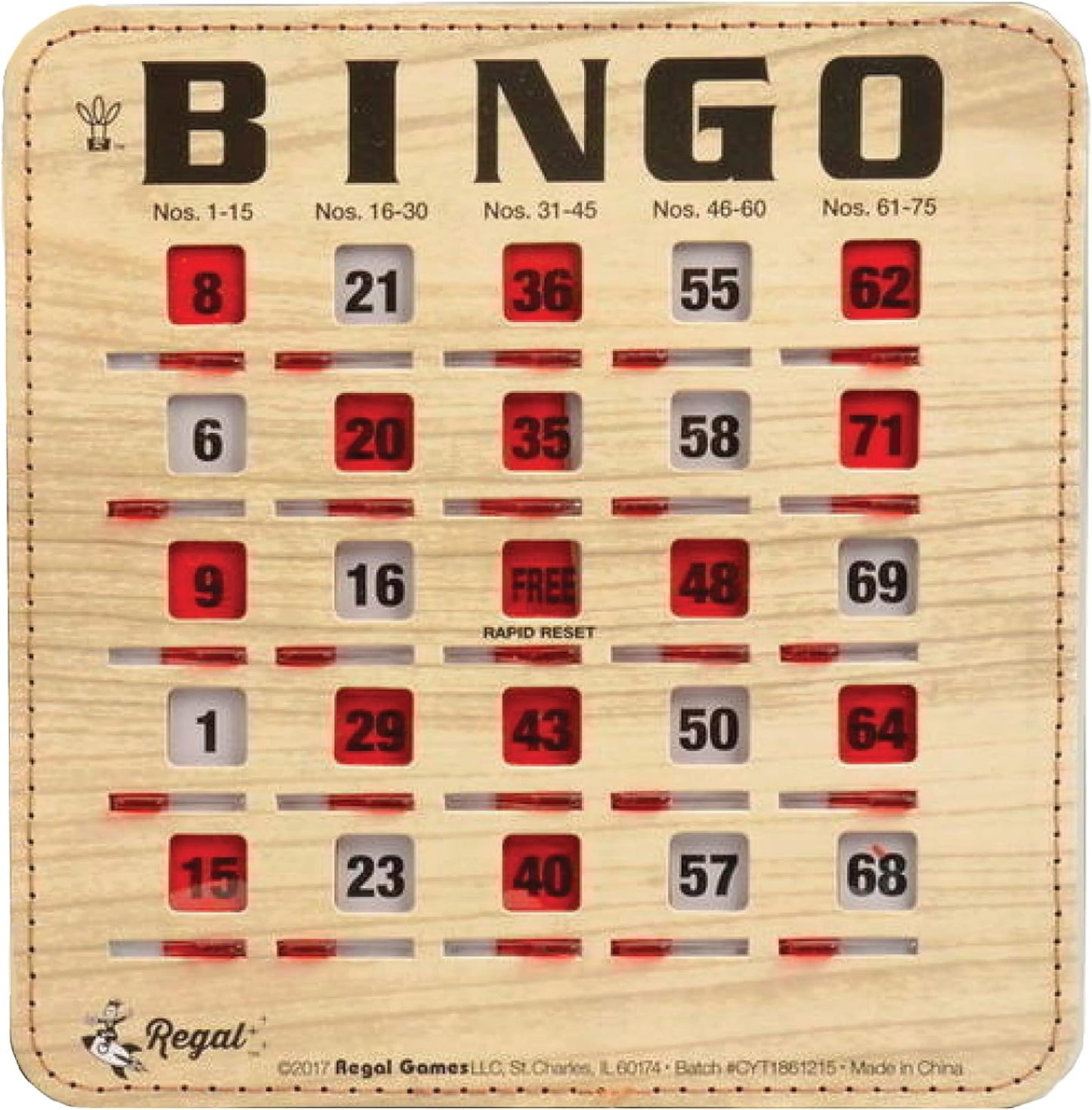 Regal Bingo Bulk Bingo Cards with Sliding Windows - Reusable Large Print Bingo Game Cards for Adults Large Group - 200 Pack, Woodgrain
