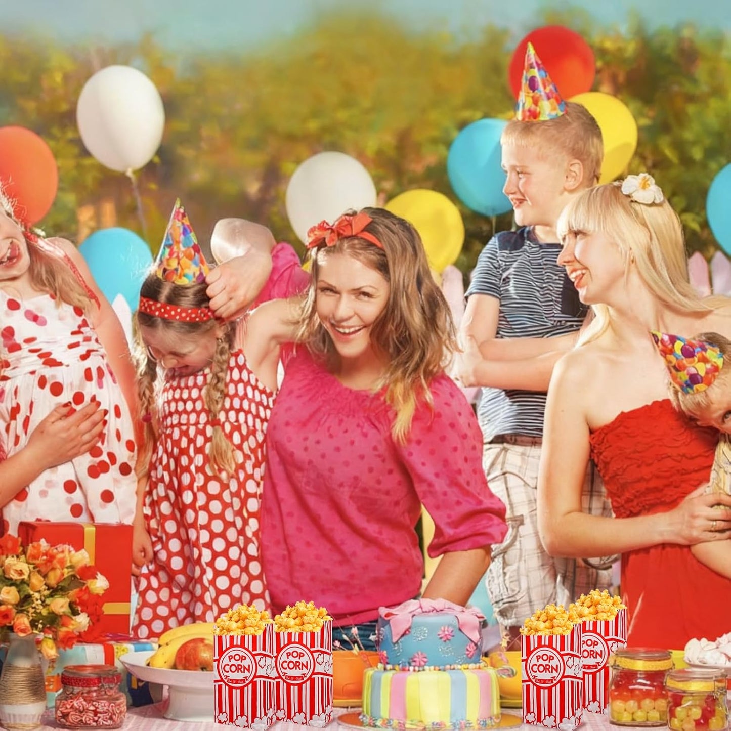 500 Pieces Paper Popcorn Bags - 1 oz Popcorn Bags Individual Servings for Party, Movie Night Supplies, Machine Small Mini Pop Corn Bag Container Bulk Holder Carnival