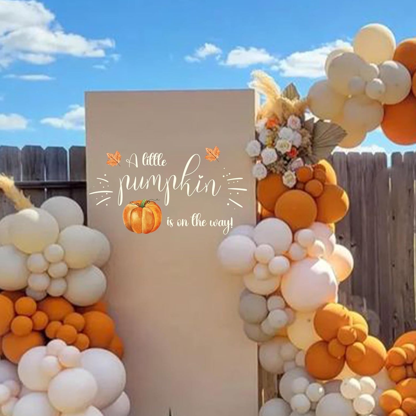 A Little Pumpkin is On The Way Decal - Thanksgiving Halloween Theme Fall Pumpkin Party Decorations Supplies Decals, Baby Shower,Gender Reveal Party Stickers, Pumpkin Sign Balloon Arch Stickers