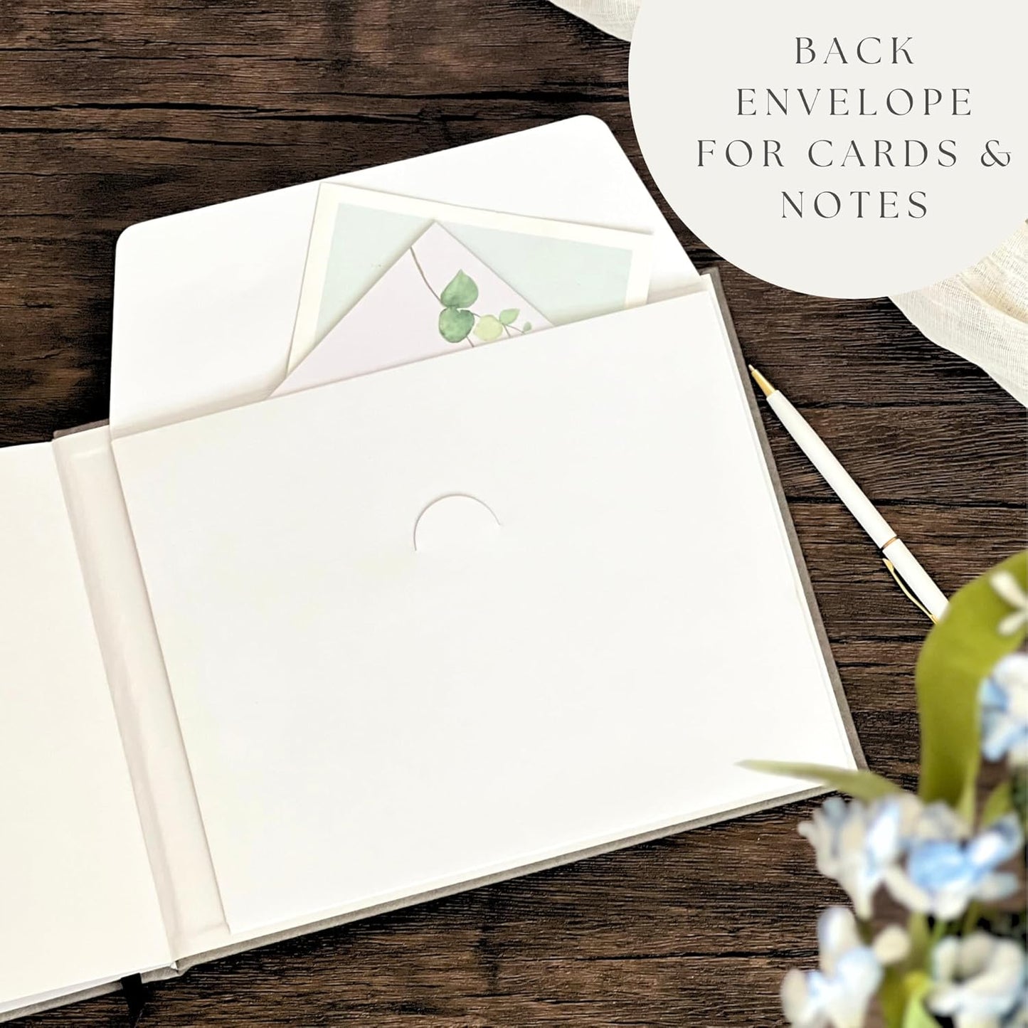 Funeral Guest Book for Celebration Of Life Memorial Service - Leather Memory Book for Funeral Guests to Sign In with Condolence Memory Table Sign & Back Pocket - Gray Guestbook