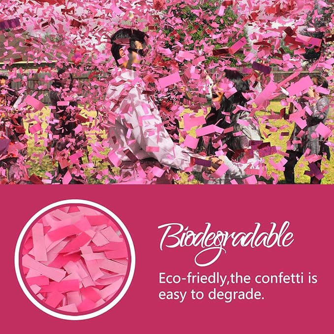 BATTIFE It's a Girl, 30Pack Gender Reveal Confetti Sticks, Tissue Paper Confetti Flick Flutter Wands for Baby Girl Shower, Wedding, Birthday Party Supplies Decoration, Shoot Poppers, 14inch Pink