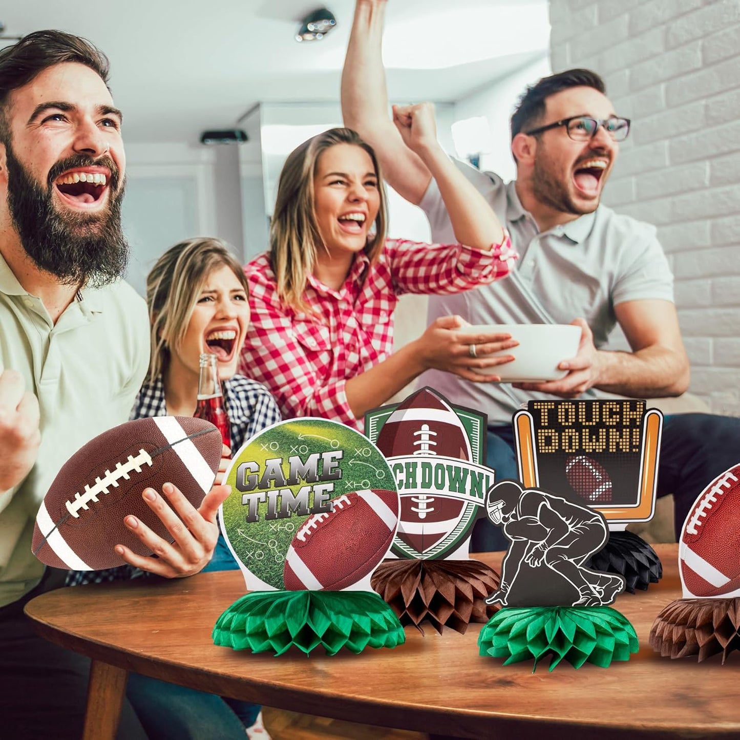 Football Party Table Decorations,Football Birthday Honeycomb Centerpieces Table Toppers,Game Day Party Table Decor Centerpiece Ornaments Supplies