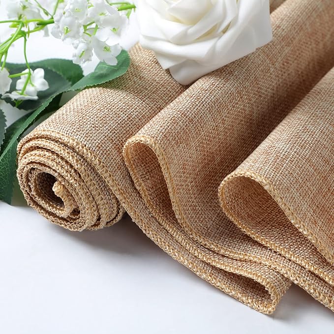 Breling 6 Pcs Burlap Table Runner 12 x 71 Inch Rustic Linen Table Runner Farmhouse Decor Burlap Woven Fabric Placemat for Wedding, Home Dining, Coffee, Party, Holiday Decorations
