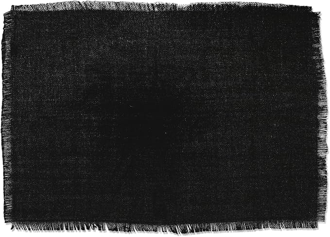 DII Jute Burlap Collection Kitchen Tabletop, Placemat Set, 13x19, Solid Black, 6 Count