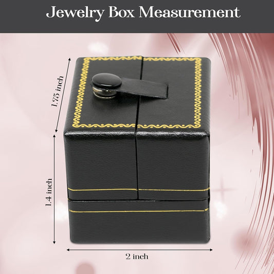Novel Box 2 Door Black Jewelry Box for Rings 2x1.75x1.4 Inches - Double Door Ring Gift Boxes with Gold Trim - Faux Leatherette Ring Storage Case - Gift Presentation Cases for Rings Only