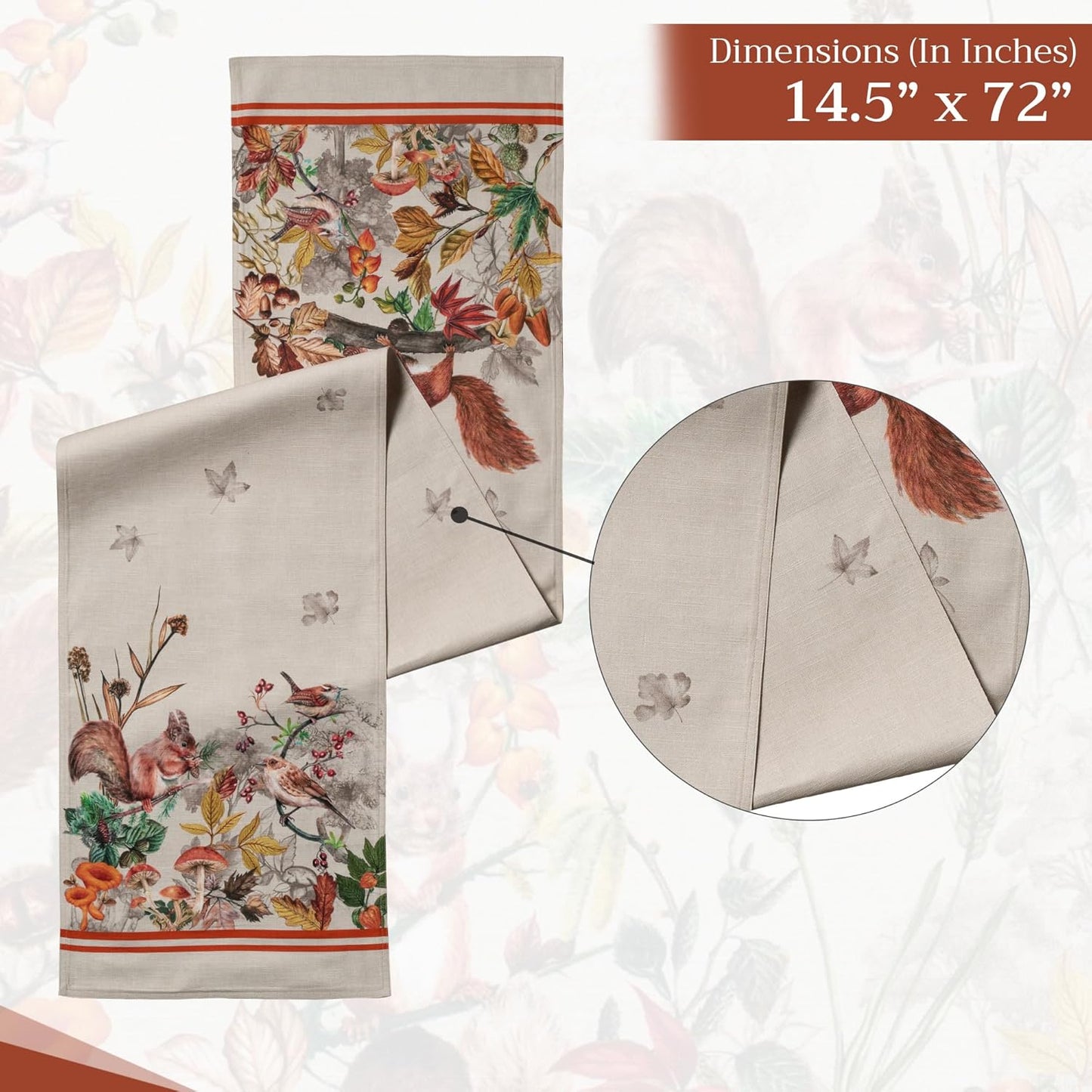 Maison d' Hermine Table Runner 100% Cotton Double Layer Table Runners 72 inches Long for Thanksgiving Christmas Decorations Home Kitchen Dining Party Wedding (Recolte, 14.5" x 72")