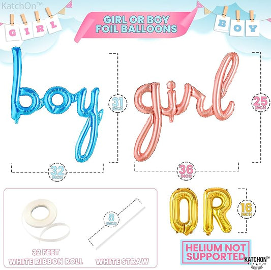 KatchOn, Huge Boy or Girl Balloon Banner - 36 Inch | Boy or Girl Sign for Baby Gender Reveal Decor | Balloon Banner For Baby Shower Decor | Gender Reveal Party Decorations