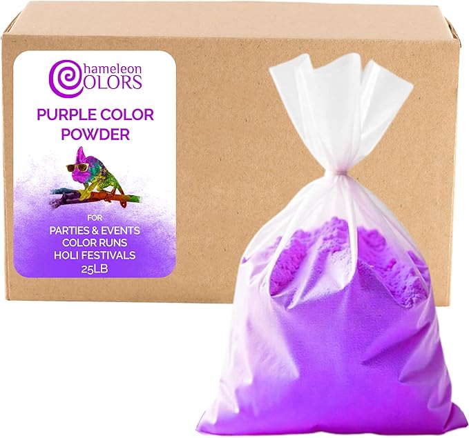Chameleon Colors 25 lb. Color Powder - 1 Pack - Vibrant Purple Color - for 15-20 People - Non-Toxic & Gluten-Free - for Holi, Color Wars, Fun Run, Gender Reveal, Summer Camp & More