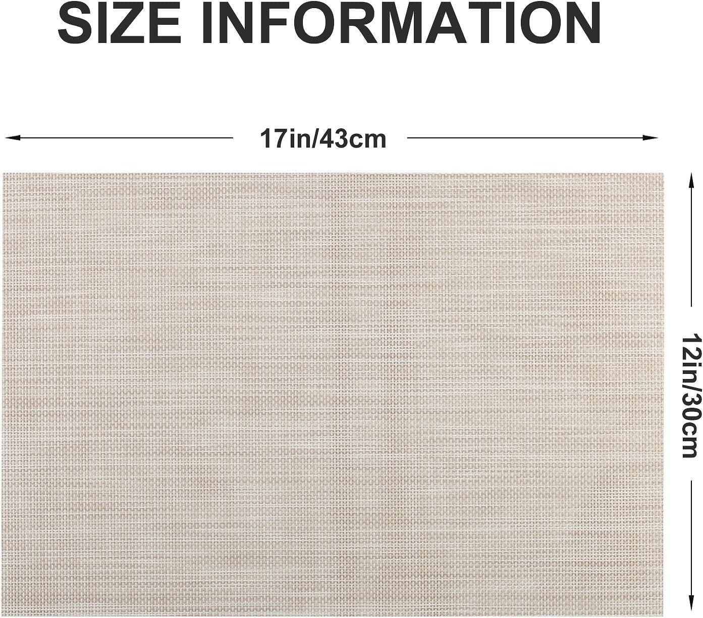 Vinyl Placemats Set of 4, PVC Woven Washable Non-Slip Table Mats, Heat Resistant Wrinkle Free Place Mats for Dining Table, Easy to Clean (4, Beige)