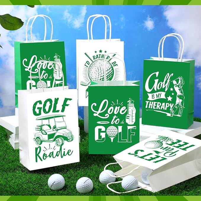 Resholder 30 Pcs Golf Party Favor Bags Sports Themed Party Decorations Golf Goodie Gift Bags with Handles Portable Candy Treat Pouch for Kids Boys Golfers Birthday Supplies
