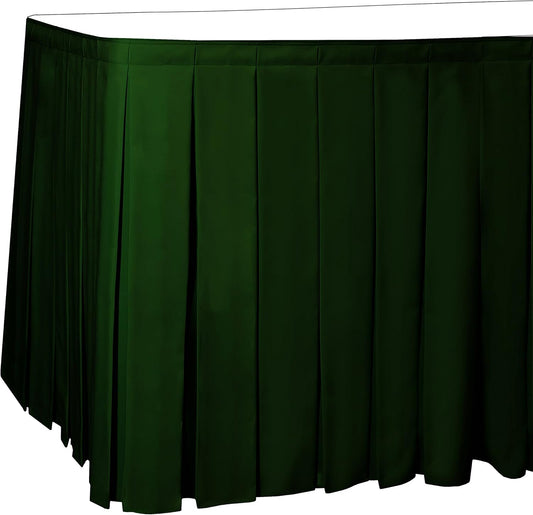 Ultimate Textile Pleat Polyester Fabric Table Skirt - Machine Washable, Flame Resistant, Cut & Sewn in NJ, Desk Skirt - Hunter, 14' Box Pleat x 42" h