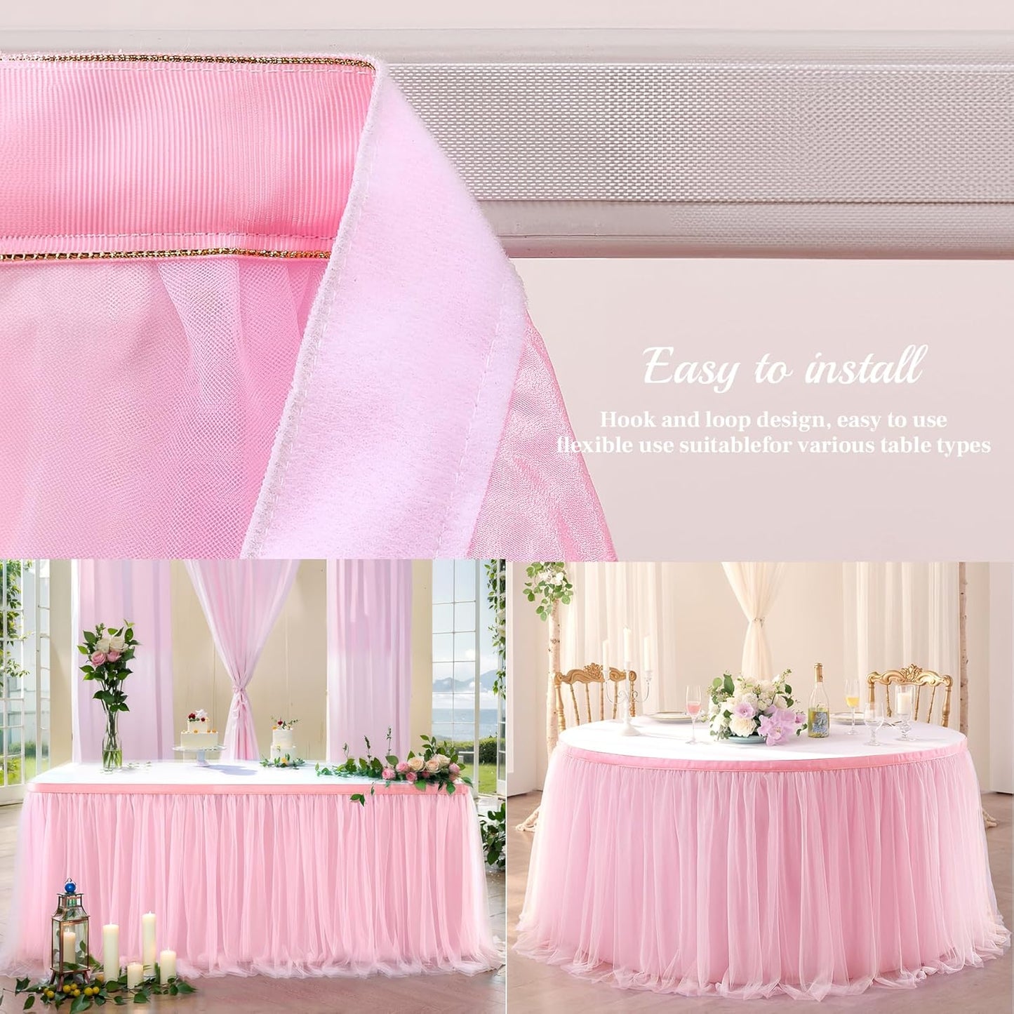 Suppromo 6ft Pink Tulle Table Skirt Baby Shower Tablecloth for Rectangle Tables or Round Tables Pink Ruffle Tutu Table Skirts Desk Skirt for Princess Girls Birthday Party Cake Dessert Decorations