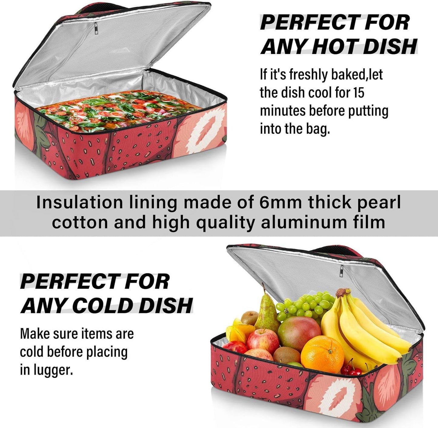 Casserole Carriers for Hot or Cold Food Reusable Casserole Dish Carrier Insulated Thermal Large Capacity Durable Perfect for Party Camping Family Gatherings Yellow Fish