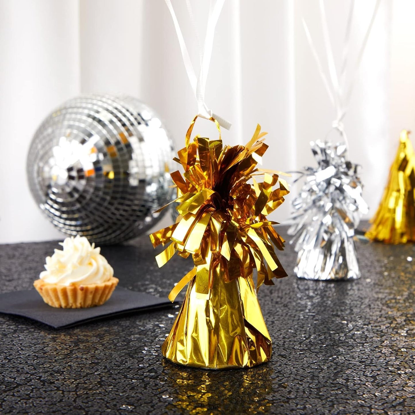 Juvale Balloon Weights Pack of 12-2.5 x 4.125 In Multicolor Foil - Reusable Helium Balloon Weights for Indoor & Outdoor Party Decor