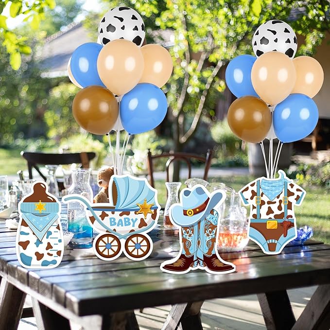 6 Sets Cowboy Baby Shower Balloon Stand Kit for Table My First Rodeo Balloon Stand Kit Western Themed Centerpiece Decorations for Cowboy Birthday Baby Shower Topper Party Supplies