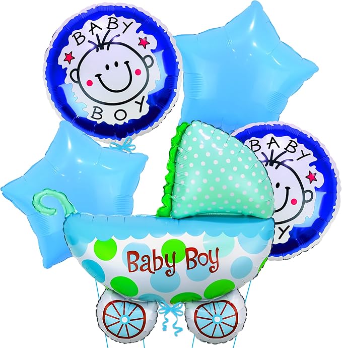 KatchOn, Baby Shower Decorations for Boy - 27 Inch, Pack of 5 | Its A Boy Balloons for Gender Reveal Decorations | Welcome Baby Boy Balloons for Baby Boy Shower