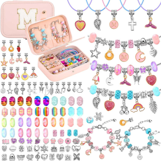 Billbotk Bracelet Making Kit with Jewelry Box Charm Beads for Jewelry Making Kit DIY Bracelet Craft Kit Cute Birthday Valentine Gifts Christmas