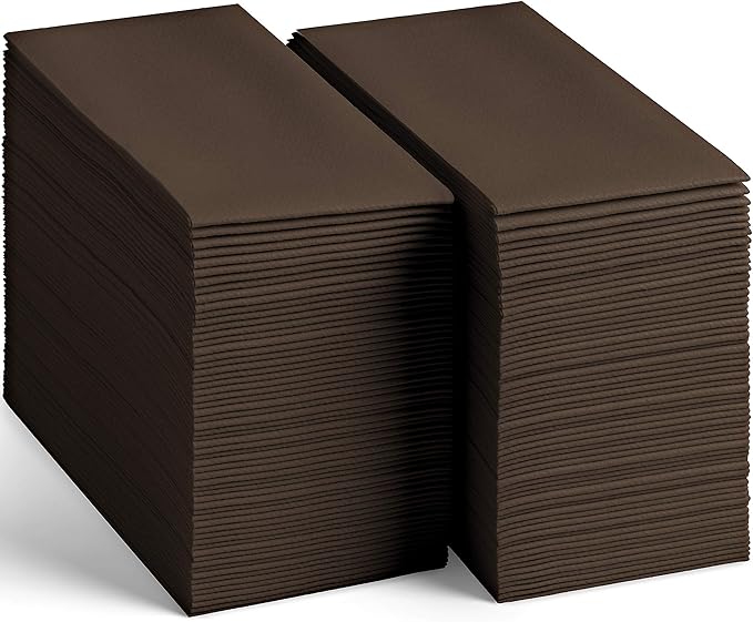 200-Pack Disposable Linen-Feel Brown Napkins, 12" x 17" Cloth-Like Paper Dinner Napkins For Wedding, Bathroom, Party Or Event