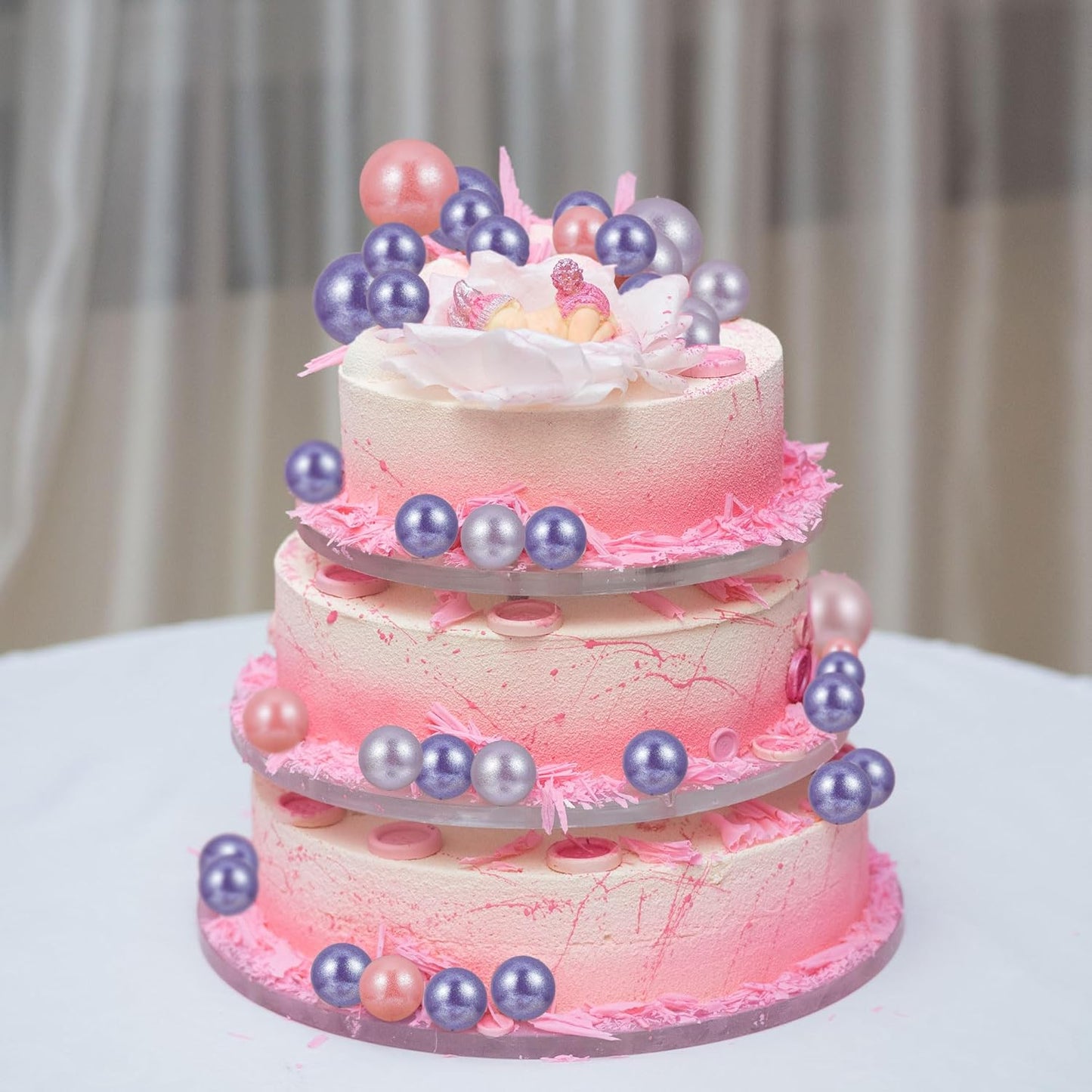 30Pcs Balls Cake Topper Glitter Foam Ball Cake Picks Faux Pearl Ball Shaped Cupcake Insert Cake Topper for Baby Shower Wedding Anniversary Kids Birthday Graduation Party Cake Decorations Light Purple