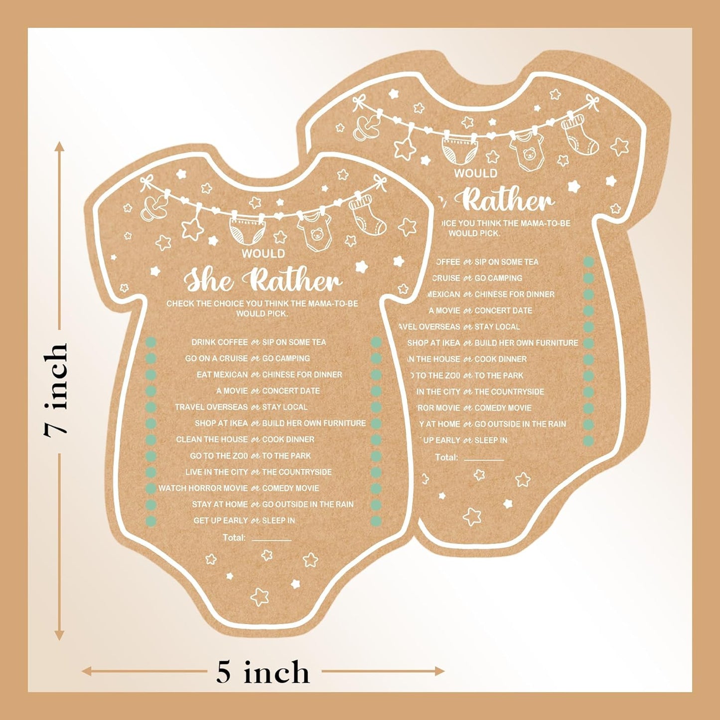 Baby Shower Games, Would She Rather Baby Shower Game, Set of 30 Cards, Baby Games for Baby Shower, Rustic Baby Shower Decorations, Baby Shower Ideas