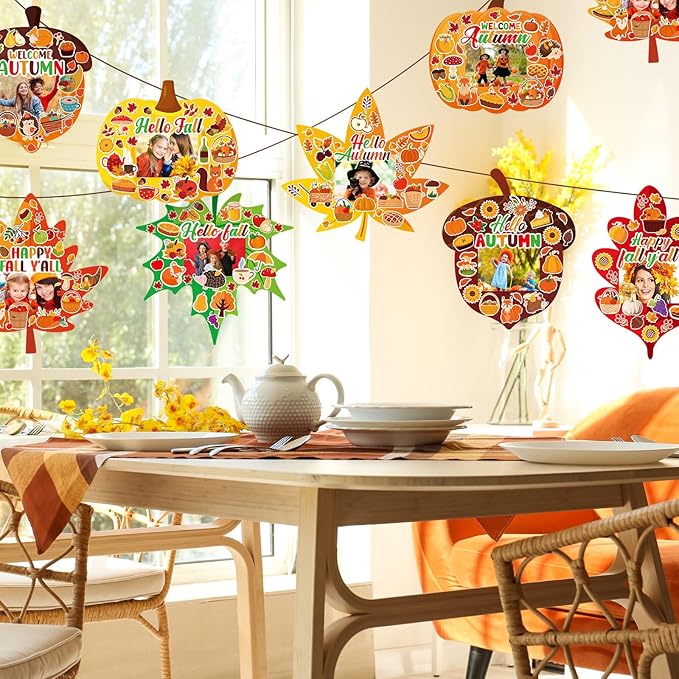 Jetec 48 Packs Thanksgiving Picture Frame Craft Kits Fall DIY Photo Frame with Stickers Make Your Own Picture Craft for Thanksgiving Autumn Home Classroom Decor