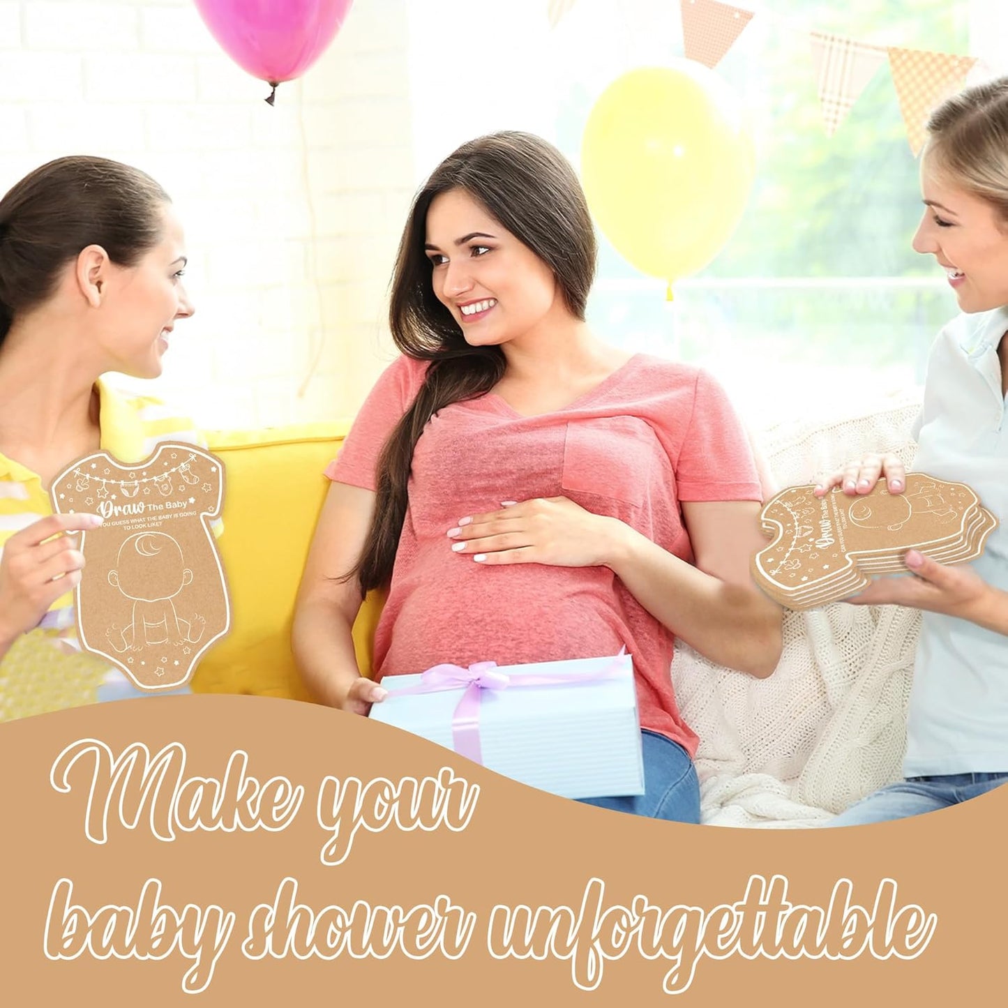 Baby Shower Games, Draw The Baby, Baby Shower Game, Set of 30 Cards, Baby Games for Baby Shower, Baby Shower Decorations, Baby Shower Ideas