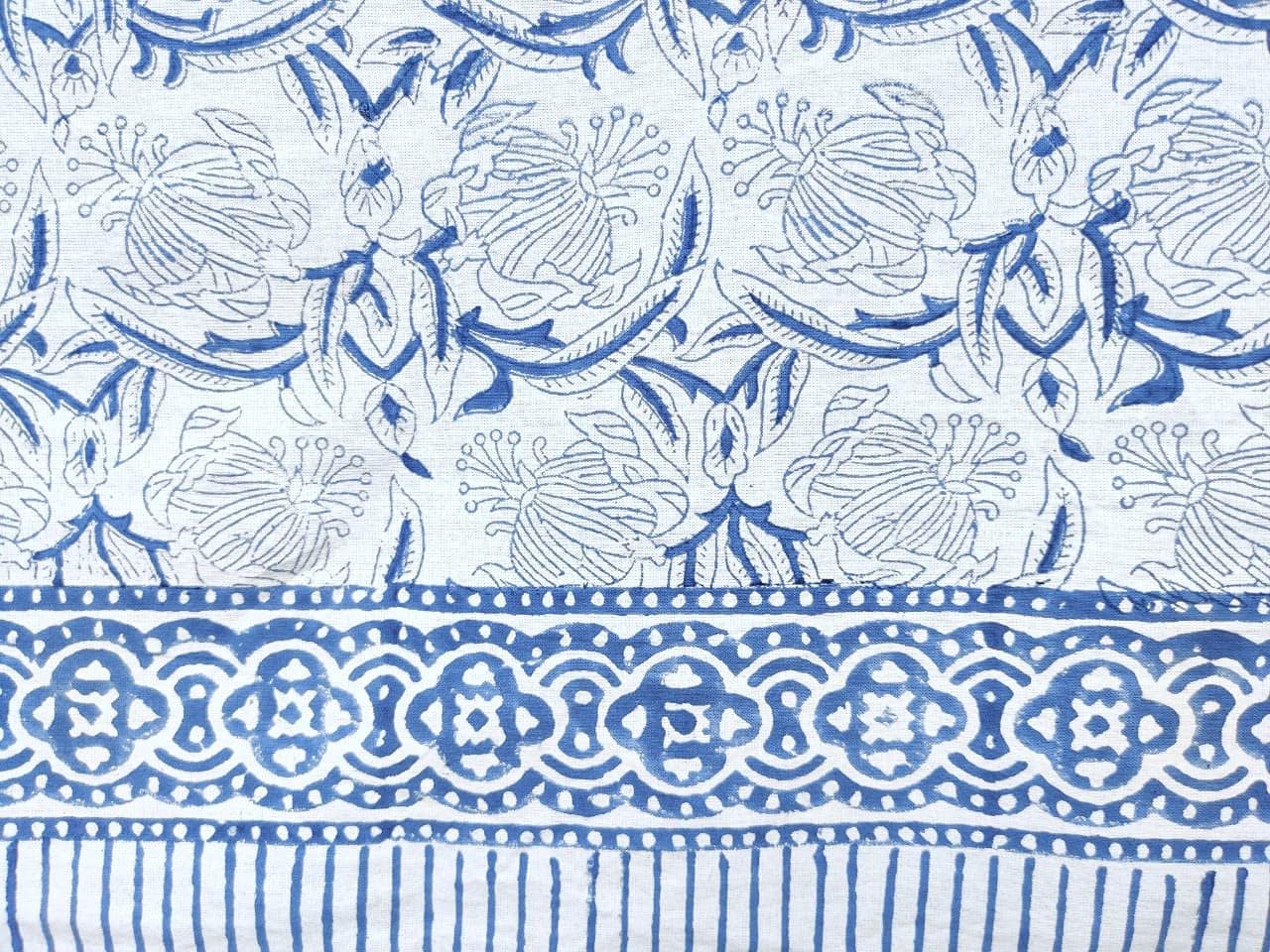 ATOSII ‘Santorini’ 100% Cotton Fall Tablecloth, Handblock Print Blue Square Table Cloth for Kitchen I Dining Table Linen I Parties Wedding Christmas Thanksgiving I Fall Decor 60 X 60 Inches