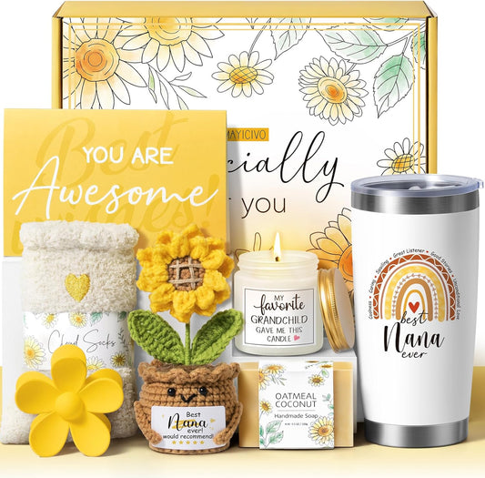Best Grandma Christmas Gifts for Nana from Granddaughter Grandchildren Grandkids, Unique Nana Birthday Gifts for Grandma Mothers Day Gift Basket for Grandmother Gigi Mimi Grammy, New Granny Gift Set