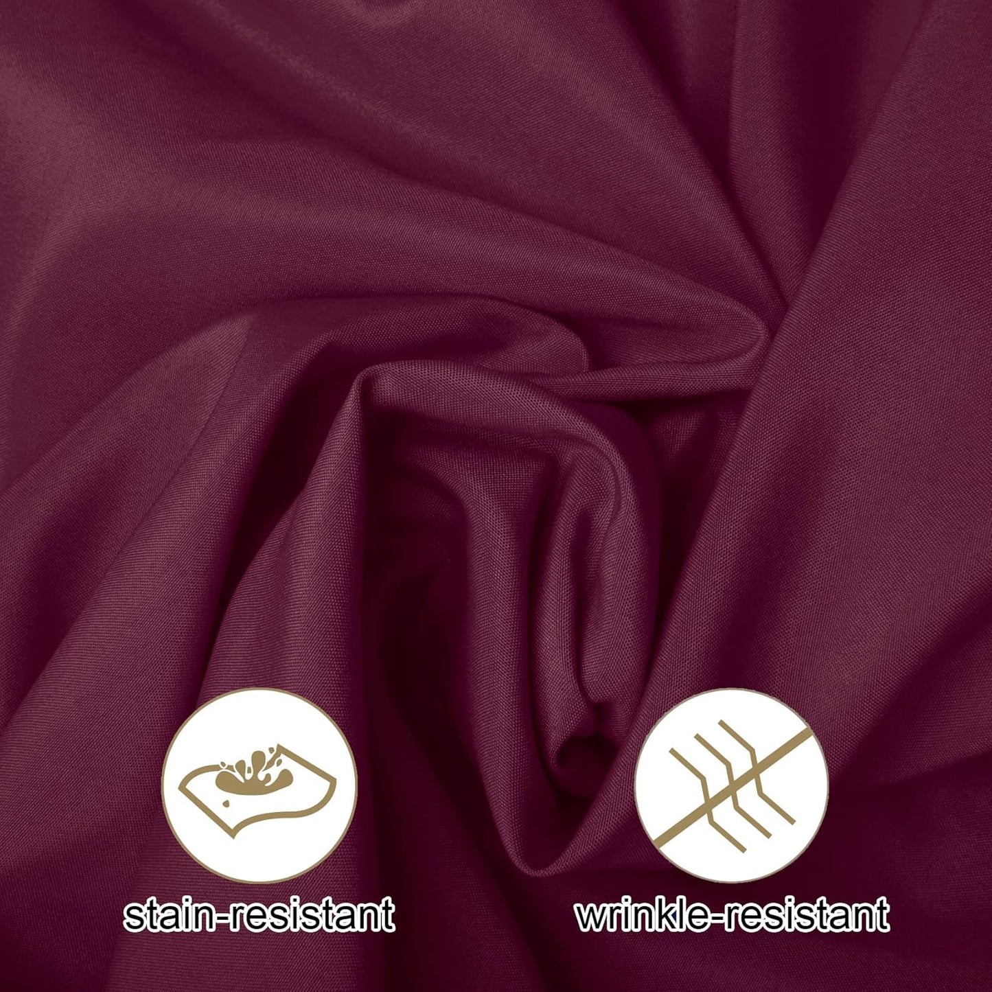 Ascoza 2pack 132 Inch Burgundy Round Tablecloth in Washable Polyester Fabric for Wedding/Banquet/Restaurant/Parties