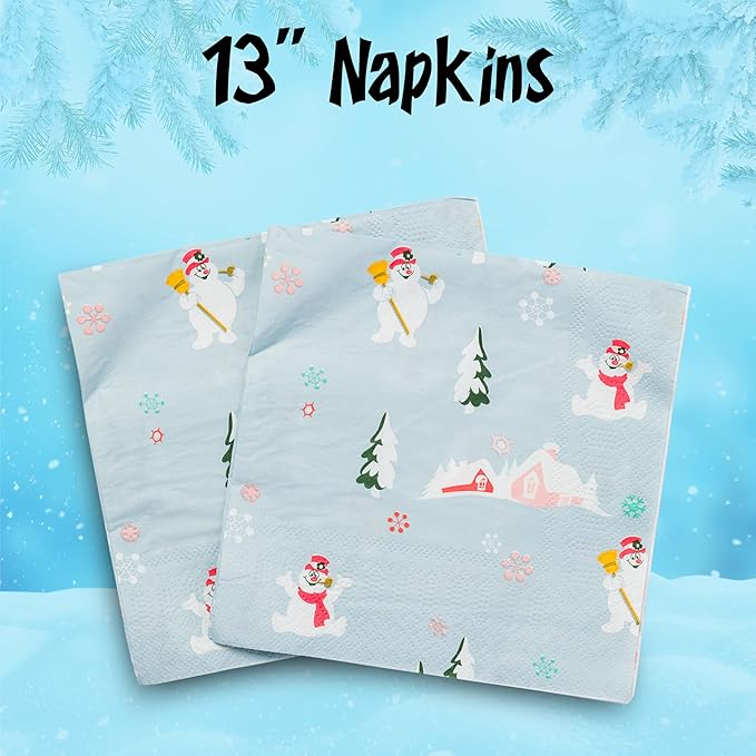 Silver Buffalo Frosty the Snowman Christmas 32 Pack Partyware Disposable Paper Plates and Napkins