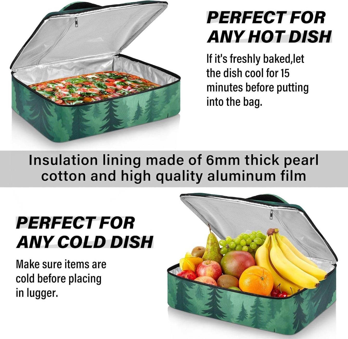 Casserole Carriers for Hot or Cold Food Reusable Casserole Dish Carrier Insulated Thermal Large Capacity Durable Perfect for Party Camping Family Gatherings Yellow Fish
