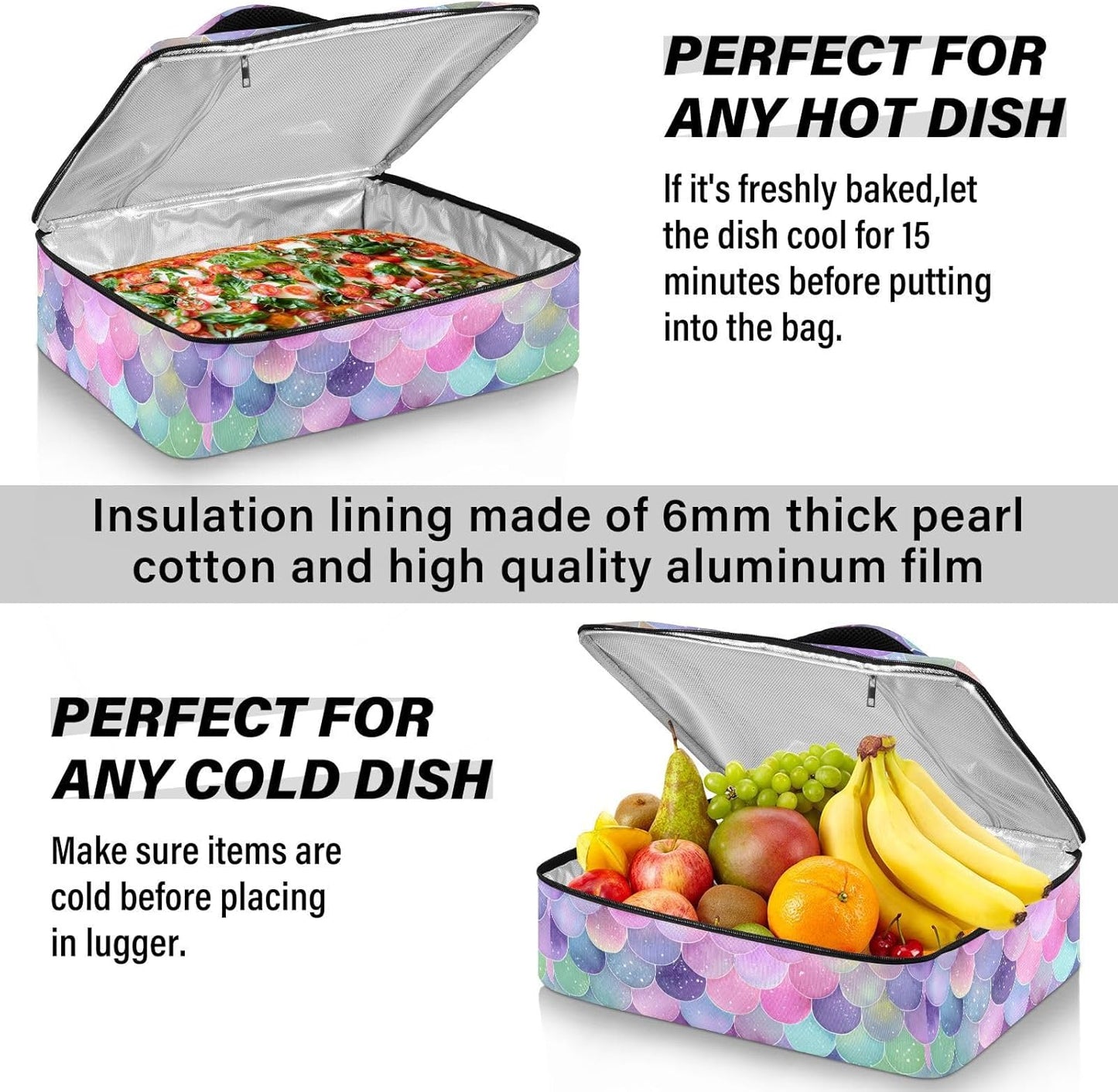 Casserole Carriers for Hot or Cold Food Reusable Casserole Dish Carrier Insulated Thermal Large Capacity Durable Perfect for Party Camping Family Gatherings Yellow Fish