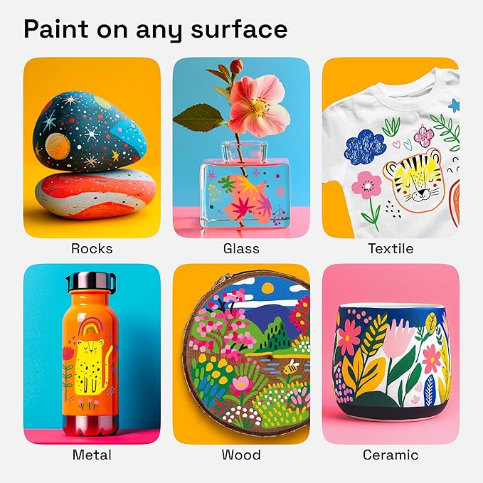 ARTISTRO 48 Acrylic Paint Markers for Rock, Fabric, Wood, Glass, Decoration - Dual-Tip Paint Pens for Coloring Books for Adults, Teens, Kids - Art and Craft Supplies Kit - Gift Idea