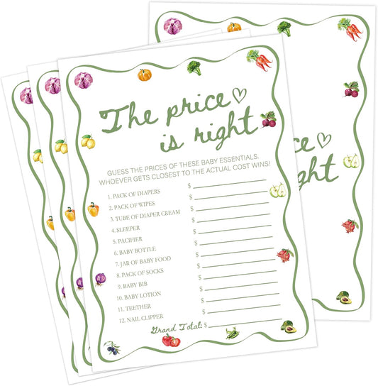 Locally Grown Baby Shower Games, Farmers Market The Price is Right Game for 30 Guests with Game Cards, Gender Reveal, Baby Shower Supplies & Decorations (DV39)