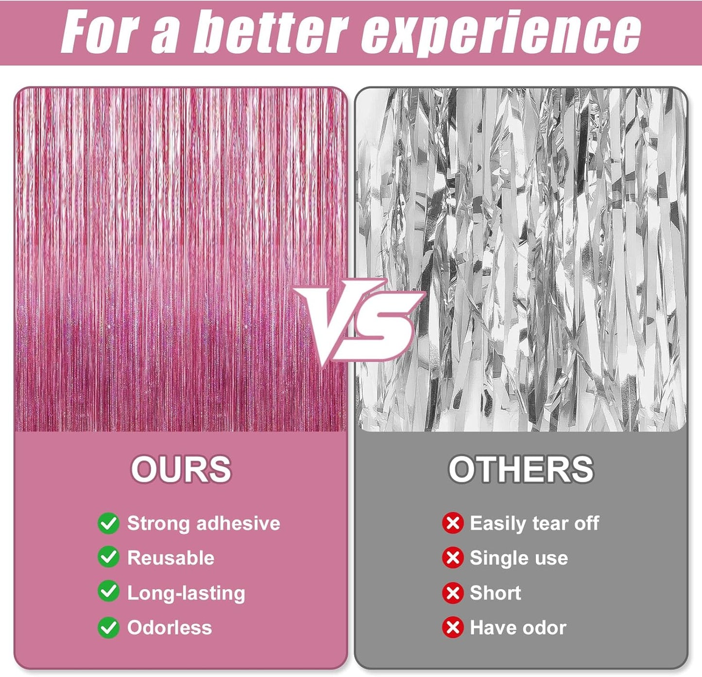 Crosize 3 Pack 3.3 x 9.9 ft Bright Laser Glitter Foil Fringe Curtains Party Decorations, Tinsel Curtain Backdrop for Parties, Door Streamers, Glitter Streamer Backdrop for Birthday Decoration
