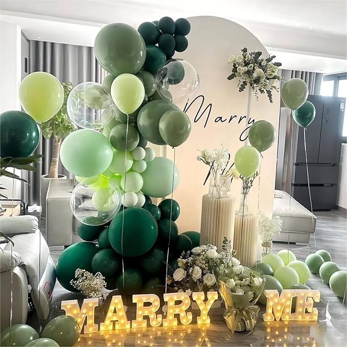 Sage Green Balloons, 140pcs 18 12 10 5 Inch Different Sizes Pack Party Latex Balloons for Birthday Halloween Holiday Balloon Garland as Party Decorations