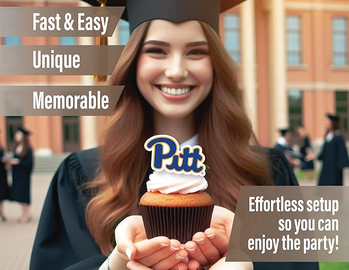 Pitt Party Supplies for Football, Birthday Gift, Graduation Party Banner and Cake Toppers (42 Pieces) (Pittsburgh Panthers)