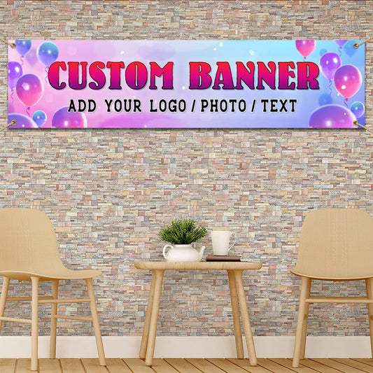 Custom Banners and Signs Customize Photo/Text Banner Custom Banners for Business Parties Birthday(4'x1')
