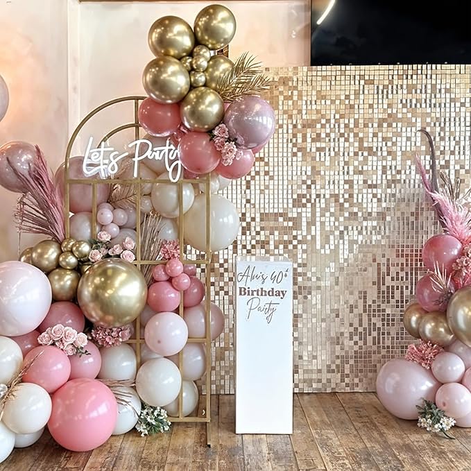 Dusty Pink Palloons 12 Inch Blush Light Pink Beige Nude Apricot Champagne Gold Metallic Latex Party Balloon Rose Gold Confetti Balloons for Women Boho Birthday Baby Bridal Shower Party Decor