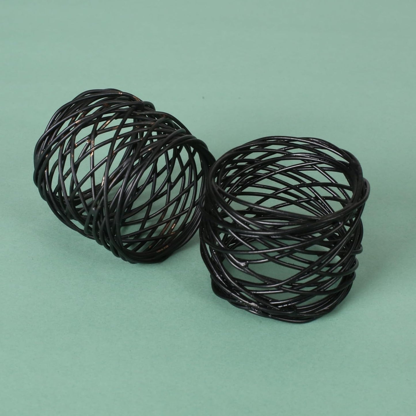 12 PCS Heavy Duty Metal Napkin Rings Set - Elegant Round Mesh Design for Table Decor, Durable Serviette Holders for Wedding, Dinner Party, Everyday Use (Black) - ALPHA Living HOME