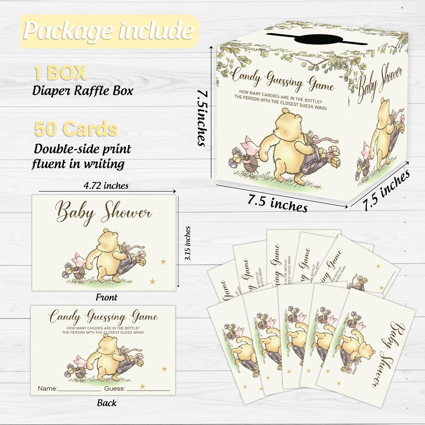 Winnie Baby Shower Decorations-the Pooh Baby Shower Games-Winnie Party Decorations-Guess How Many Candies Baby Shower Decorations,grey