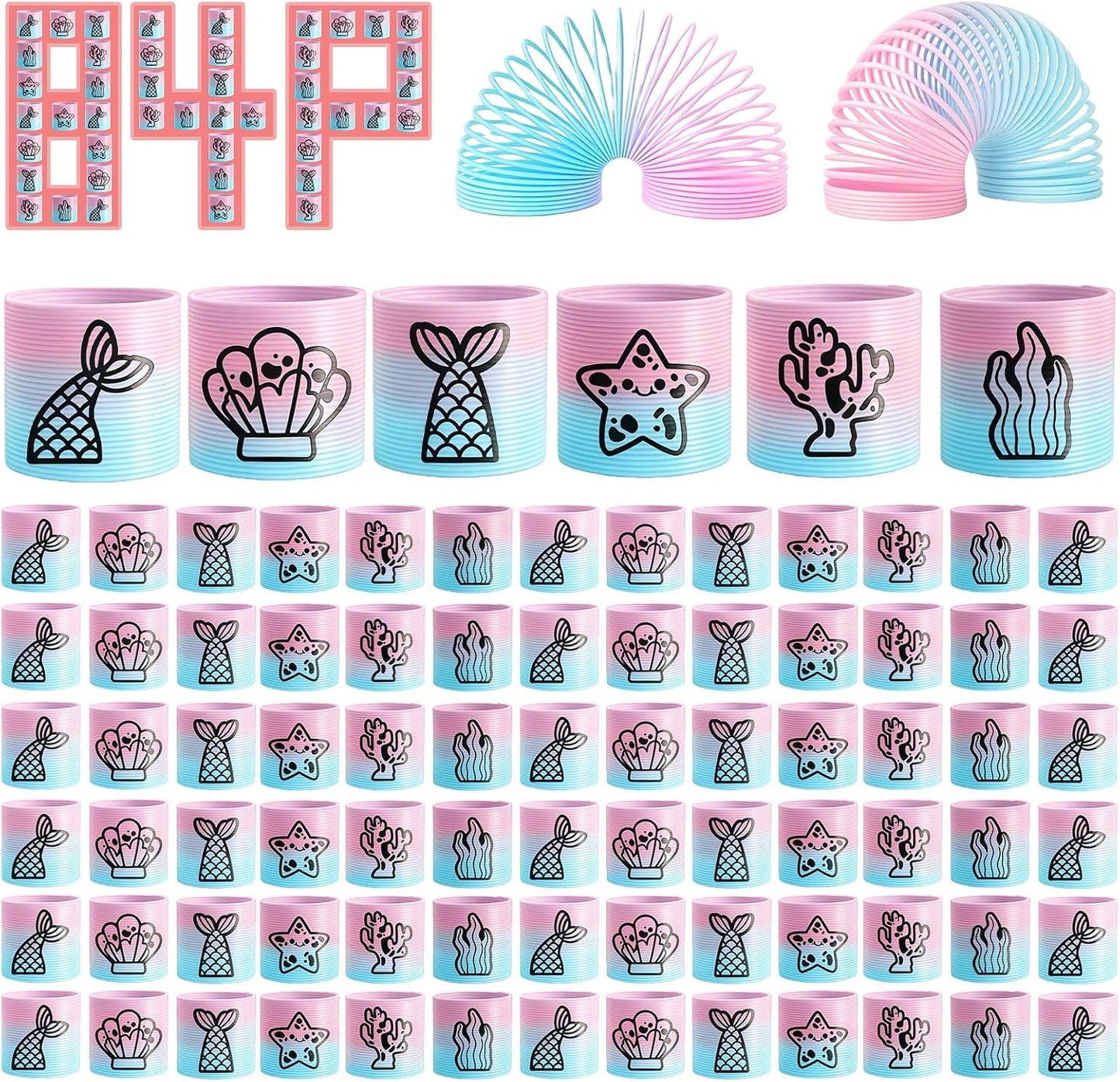 Cocurb 84 Pack Mini Ocean Spring Toys, Magic Fidget Stress Coil Bulk Rainbow Springs for Party Favor Carnival Prize Birthday Goodie Bag Stuffers for Kids Boys Girls