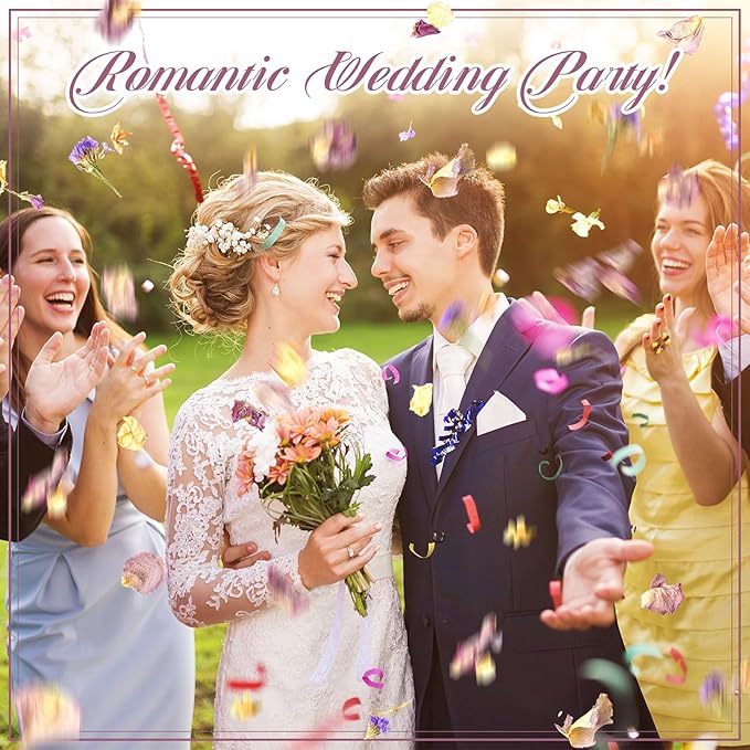 330g Biodegradable Flower Petals 100 Pcs Wedding Confetti Bags Real Dried Flowers Petals Jasmine, Lavender & Rose Mix Petal for Flower Girls to Throw Wedding Decor & Send off Ideas