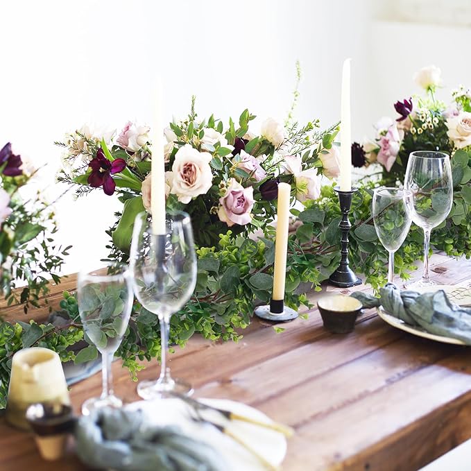 JPSOR 4pcs 26.4ft Artificial Eucalyptus Garland Greenery Garland Fake Eucalyptus Leaves for Wedding Arch Farmhouse Mantle Table Runner Centerpiece Home Party Christmas