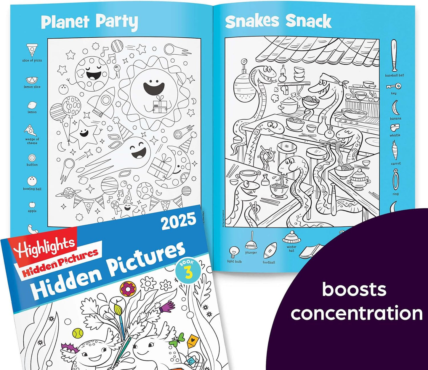 Highlights Hidden Pictures 2025 Activity Book Pack for Kids Ages 6 and Up, 4-Book Set of Travel-Friendly Screen Free Seek and Find Fun, Books Double as Coloring Books