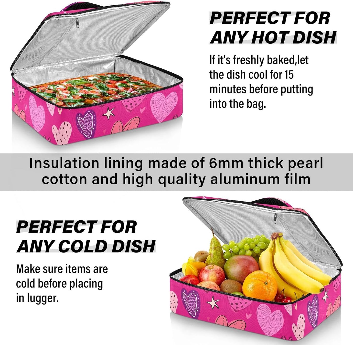Casserole Carriers for Hot or Cold Food Reusable Casserole Dish Carrier Insulated Thermal Large Capacity Durable Perfect for Party Camping Family Gatherings Yellow Fish